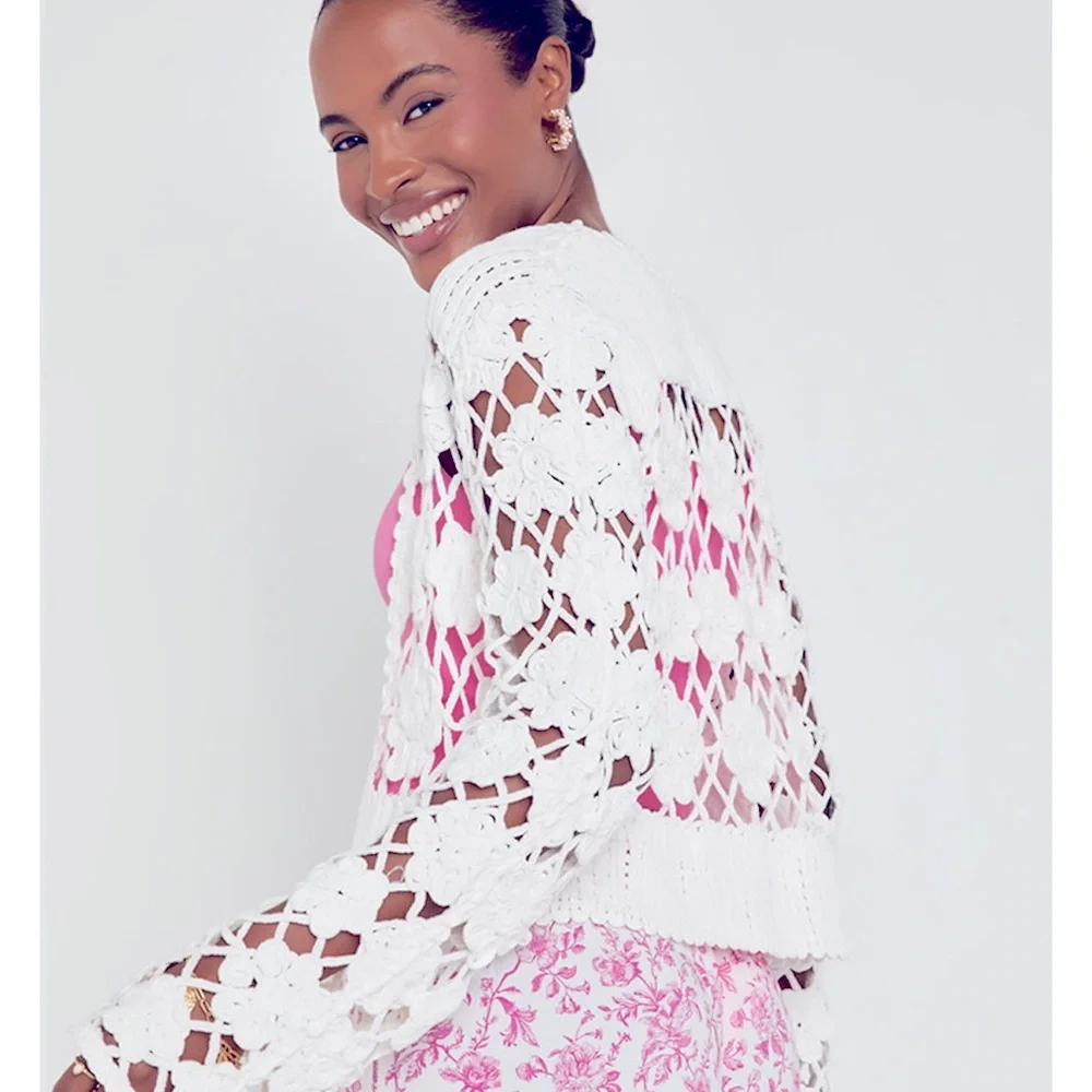 Francesca's Pam Floral Macrame Cardigan - Picture 3 of 12